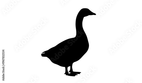 Goose silhouette side view vector illustration isolated on white background bird wildlife