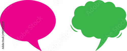 Vibrant pink and green speech bubbles for chat