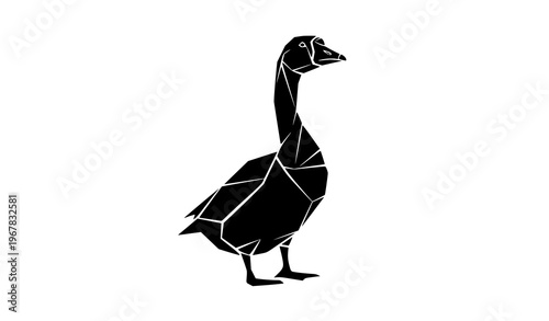 Geometric goose silhouette vector illustration polygon bird wildlife isolated on white background