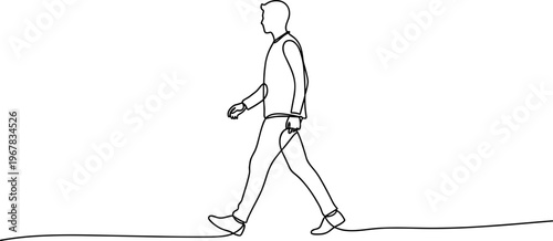 Man Walking Alone on a Line.