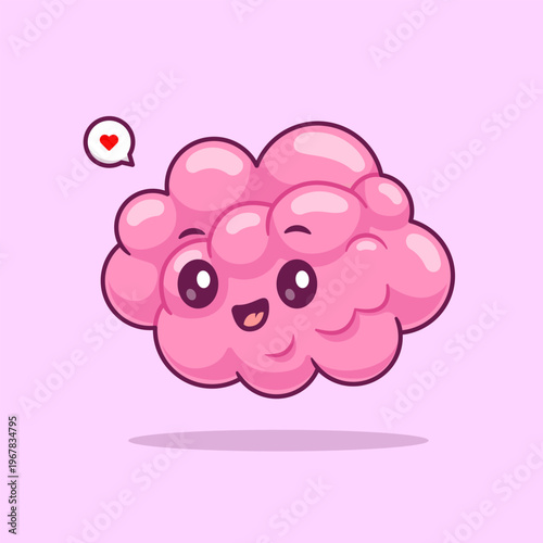 Cute Brain Floating Cartoon