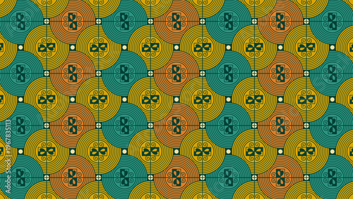 Seamless Retro Geometric Pattern with Interlocking Circles