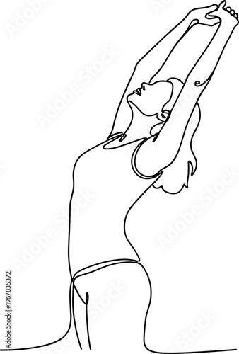 Woman doing yoga stretch exercise.