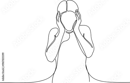 Woman Covering Her Face with Hands.