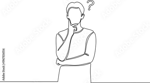 Man thinking with question mark above.