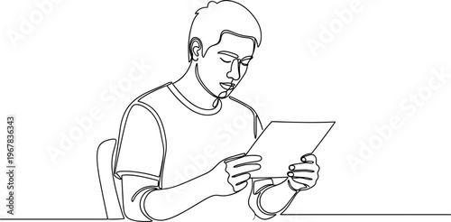 Man sitting and using a tablet.