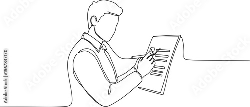 Man writing on a document.