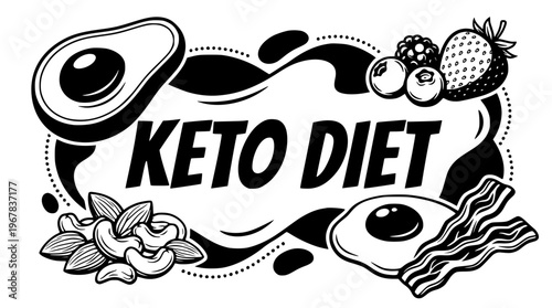 Keto diet concept with food illustration vector graphic design