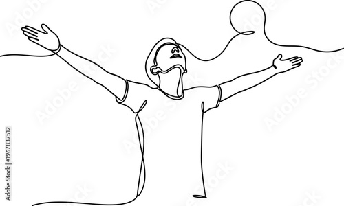 Man with arms outstretched in freedom.