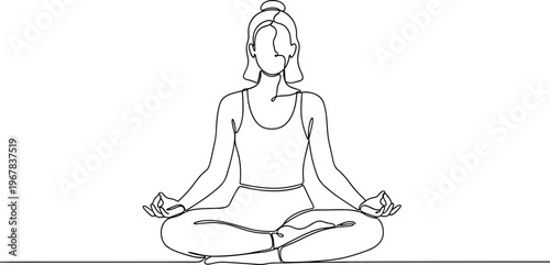 Woman in yoga meditation pose sitting.