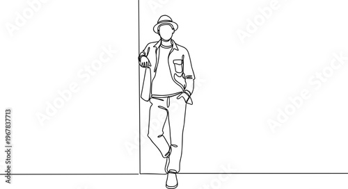 Young Adult Male Wearing Casual Clothing.