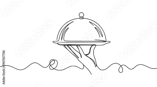 Hand holding a covered serving dish with a simple design