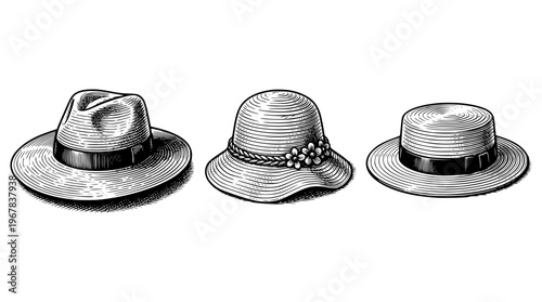 Three different types of stylish hats for men and women