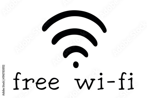 Hand drawn free wifi spot zone sign Public wi-fi area sign Wireless internet clipart in doodle style Single element for print, web, design, decor 3G, 4G, 5G, 6G, IoT
