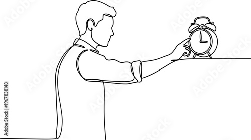 Man holding an alarm clock.