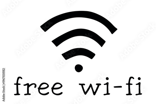 Hand drawn free wifi spot zone sign Public wi-fi area sign Wireless internet clipart in doodle style Single element for print, web, design, decor 3G, 4G, 5G, 6G, IoT