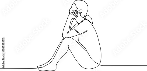 Sad woman sitting alone depressed.