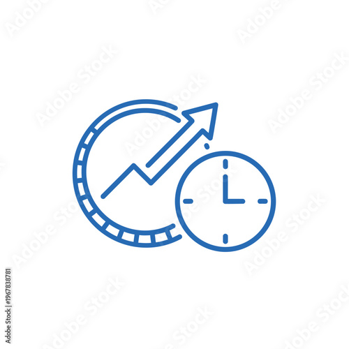 Financial Growth Chart and Clock Icon Representing Time Management.