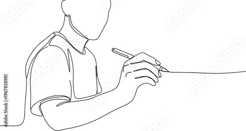 Man writing on a piece of paper.