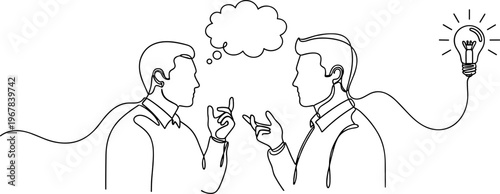 Two Businessmen Discussing Ideas and Solutions.