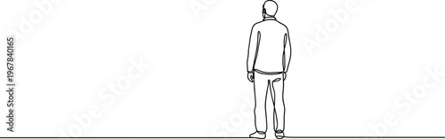 Man standing on a line alone.