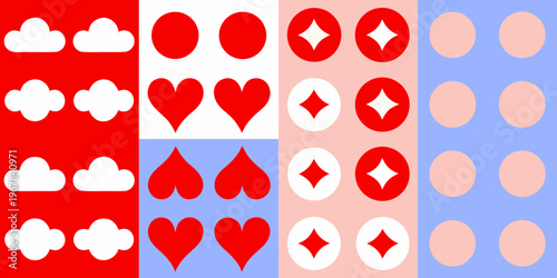 Playing card suits arranged in a grid hearts diamonds clubs and spades