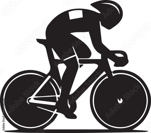 Professional Cyclist in Aerodynamic Position on Time Trial Bike Silhouette