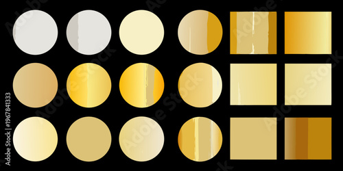 Gradient color swatches arranged in rows showcasing golden hues
