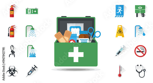 First Aid Kit and Safety Icons