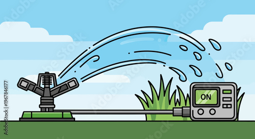 Garden Sprinkler System Watering Lawn with Digital Timer
