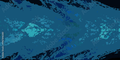 Abstract aerial view of blue and teal landforms resembling islands