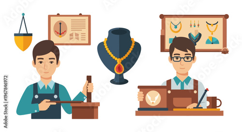 Jewelry Maker Crafting and Displaying Exquisite Necklaces