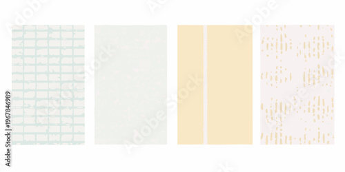 Four rectangular fabric swatches with varied textures and pastel colors