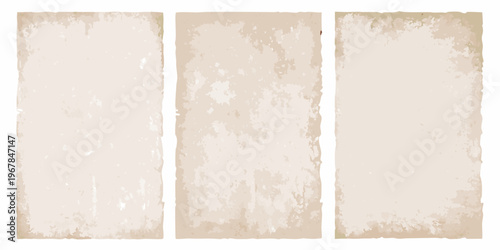 Three aged parchment paper rectangles arranged vertically side by side