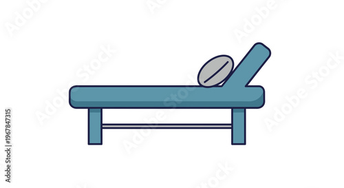 Minimalist Vector Illustration of a Blue Massage Bed with Pillow