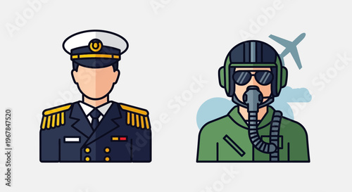 Naval Officer and Fighter Pilot Avatars - Military Professionals