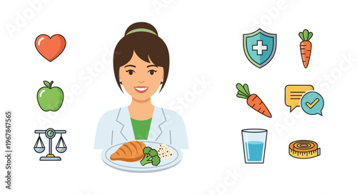 Nutritionist Dietitian Healthy Lifestyle Medical Advice Icons