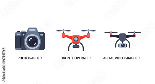 Photography, Drone Operator, Aerial Videographer Icons