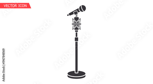 Retro Microphone on Stand Vector Icon