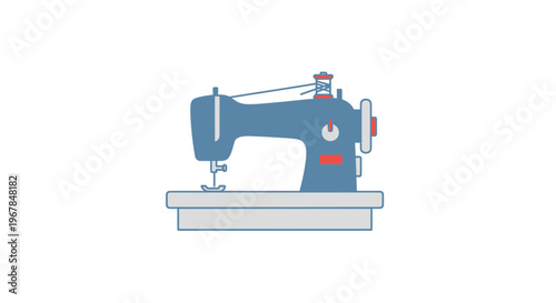 Retro Sewing Machine Flat Icon Illustration