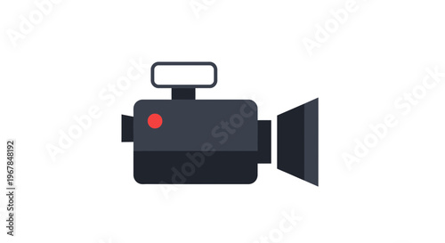 Retro video camera icon, vintage film recorder, digital cinematography concept