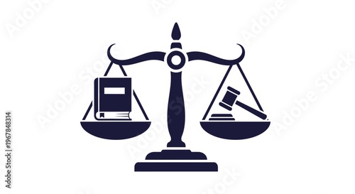 Scales of Justice with Gavel and Book, Symbolizing Law and Legal System