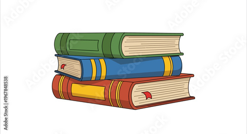 Stack of Three Colorful Hardcover Books with Ribbons