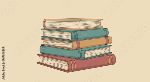 Stack of vintage books, education concept, knowledge and reading