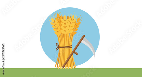 Wheat Harvest Scythe Bundle - Agriculture and Farming Icon