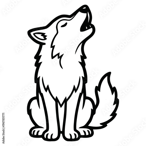 Majestic wolf howls under moonlight with wild expression