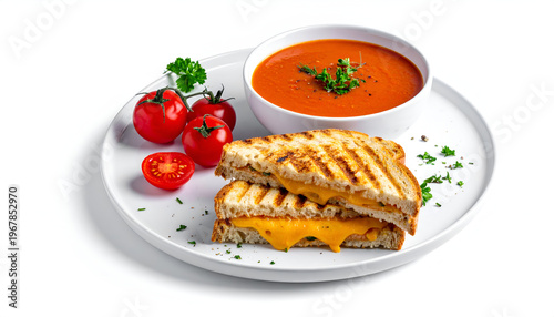 Grilled cheese sandwich with tomato soup.
