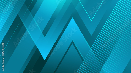 Professional cyan and teal background with sharp overlapping geometric triangles and diagonal lines for corporate technology