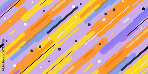 Abstract geometric background featuring colorful diagonal shapes and dots