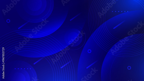 High tech dark blue abstract background featuring glowing circular patterns and digital geometric line elements